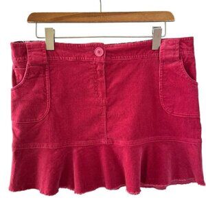 Y2K Star City Dark Pink Stretch Corduroy Low Rise Micro Mini Skirt Size 10